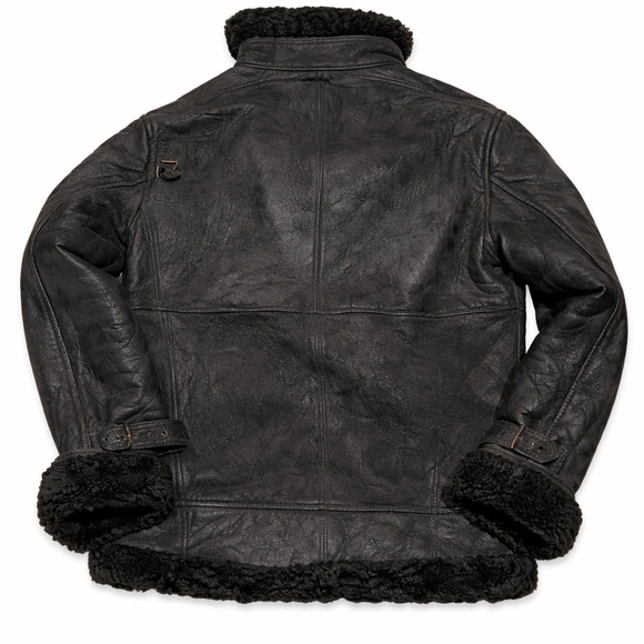 Vintage Genuine Black Shearling Leather Coat | Luxe Aviator Style | Size L - Picture 2 of 7